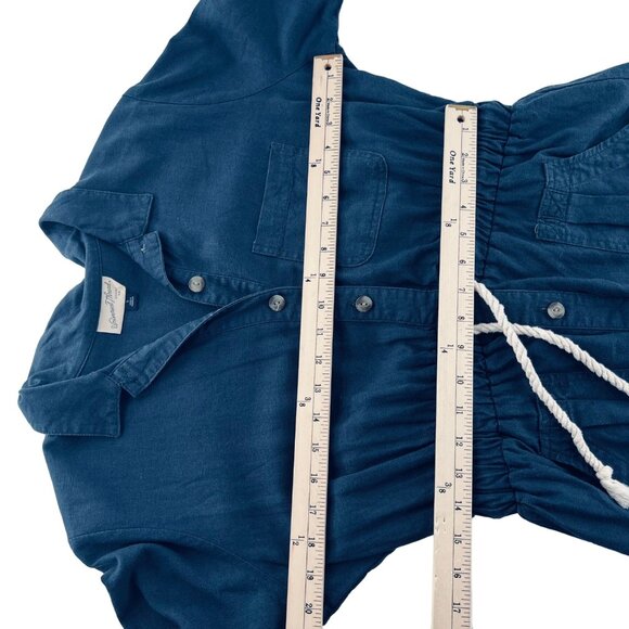 Universal Threads Romper Shorts Women's size Small Linen Rayon Navy Blue - Picture 5 of 6